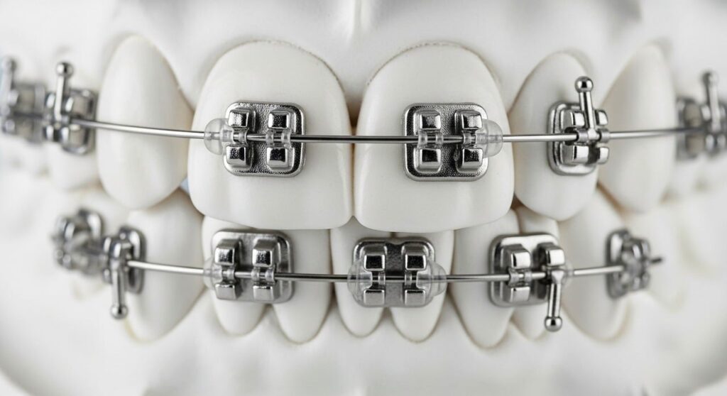 braces, dental care, teeth straightening, orthodontics, dental tools, jaw apparatus, smile, dentistry, orthodontic appliance, metal braces, dental health, dental hygienist, dental clinic, dental aesthetics, orthodontic support, tooth crowns, wire braces, tooth repair, dental complications, white dental set